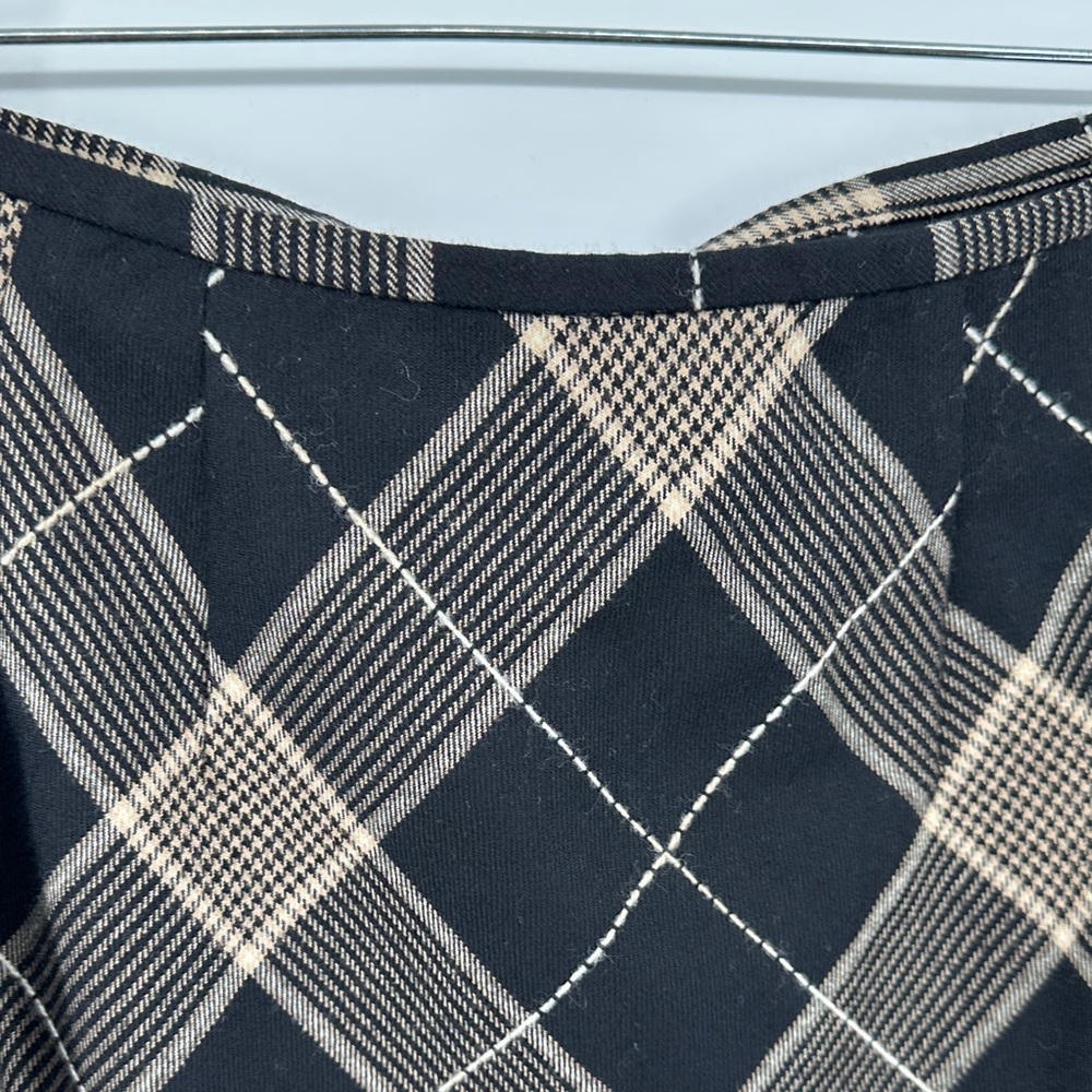 VTG 90s Y2K Grunge Academia Ann Taylor Black and Tan Checkered Pencil Skirt Sz10 - Picture 8 of 12